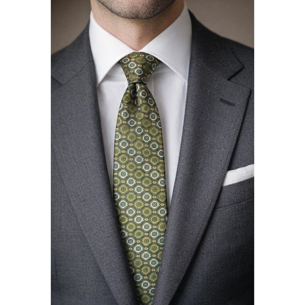 Tie 70s 80s 90s Y2K New Vintage Mens Express Green Geometric 3.75 Wide 60 Long